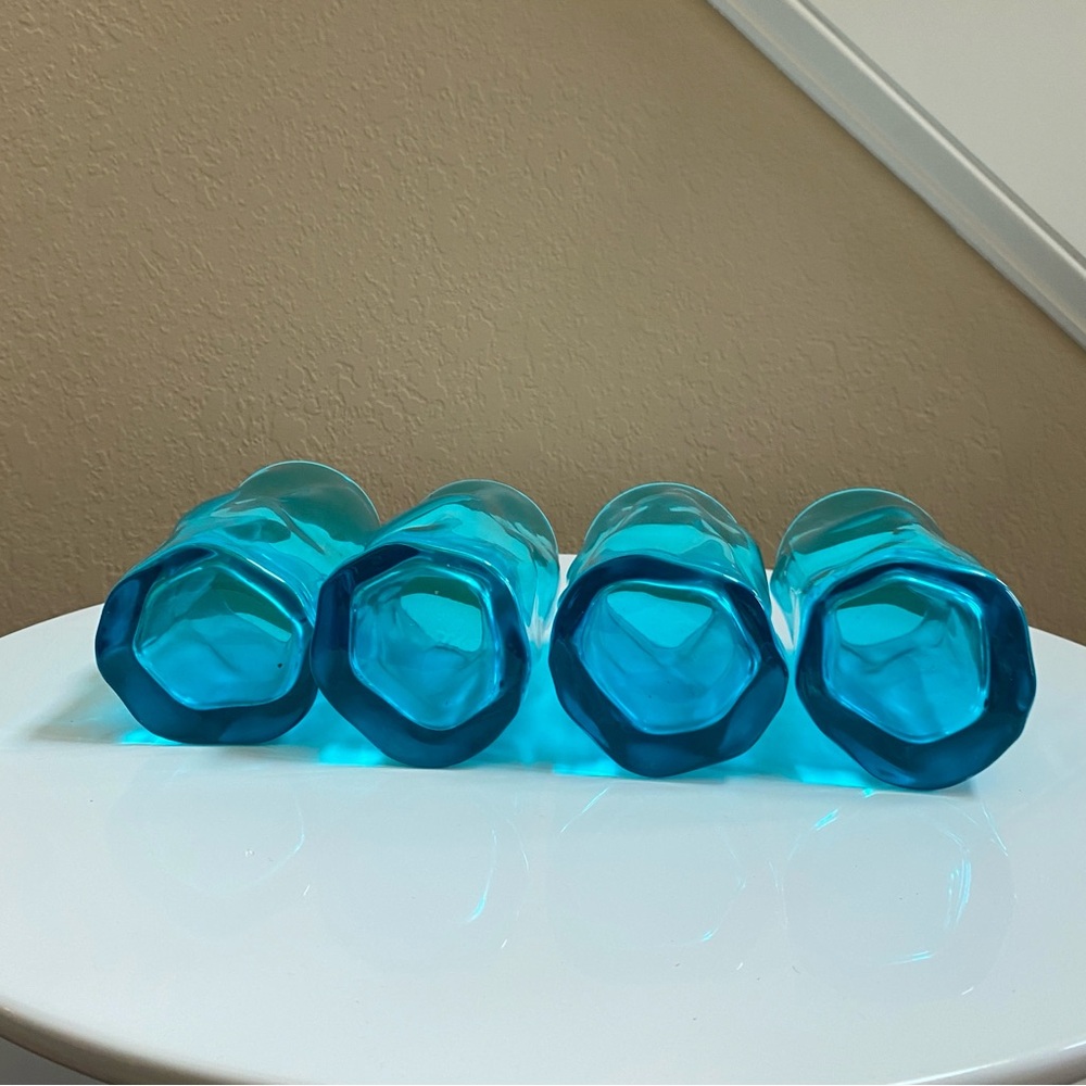 EUC 4 Peacock Blue Glass Drinking cups - Picture 3 of 7